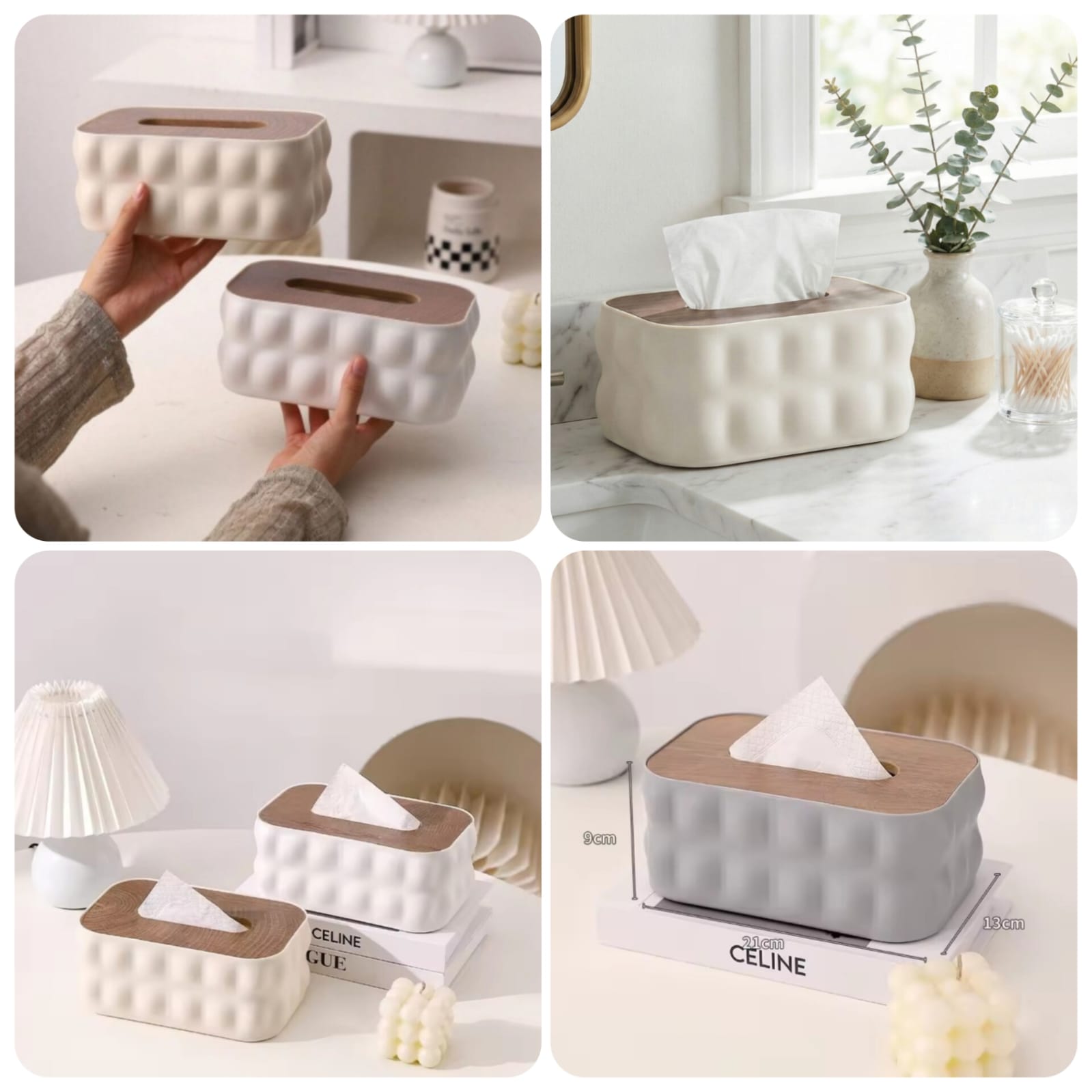 Bubble Tissue Box With Wooden Lid