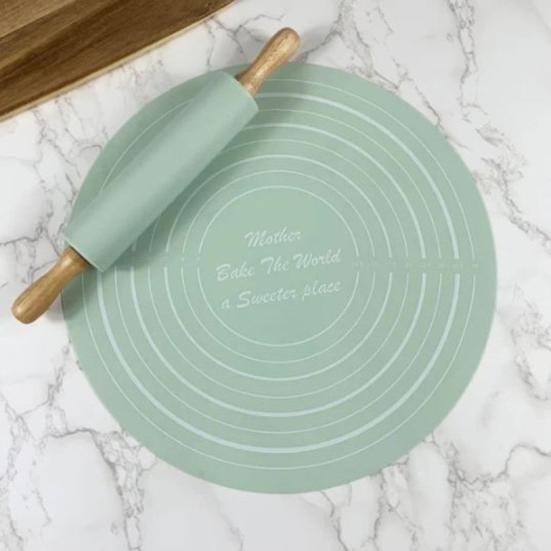 Silicone Dough Mat Rolling Pin Set