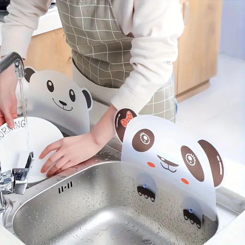 Kitchen Sink Guard, Cute Panda Anti Water Baffle Board with Attached Kitchen Sink Tool
