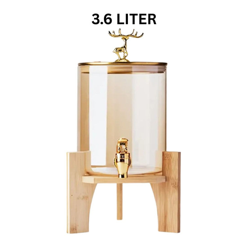 Glass Beverage Dispenser with Bamboo Stand 3.6 Liter