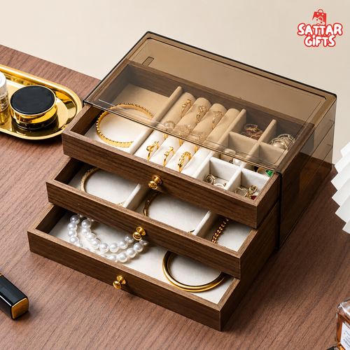 3 Drawer Jewellery Organizer with Acrylic Box