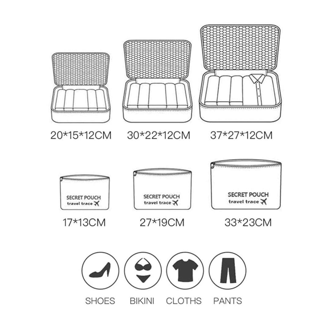 Pack of 6pcs Travel Storage Bag Original Made in China