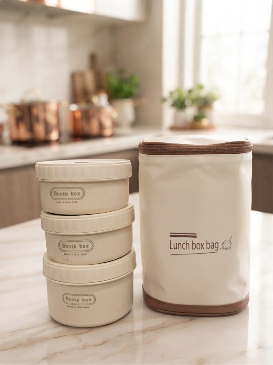 3in1 Portable Stainless Steel Lunch Box with Insulated Bag