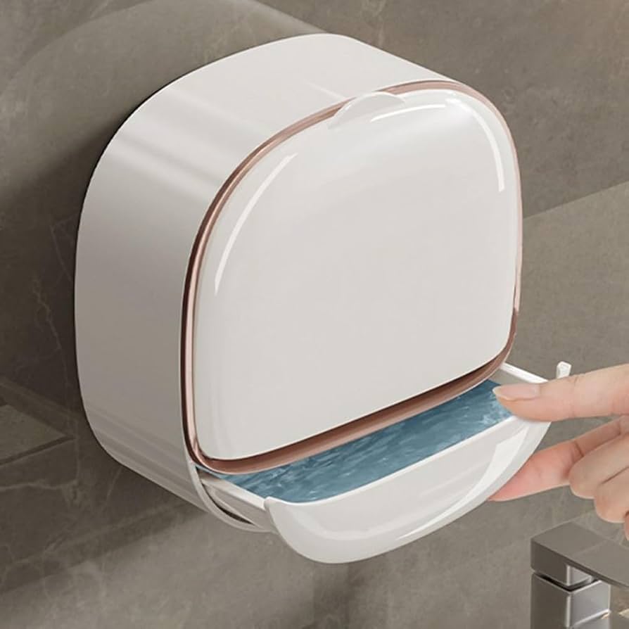 Wall Mounted Soap Holder With Lid And Drain Tray