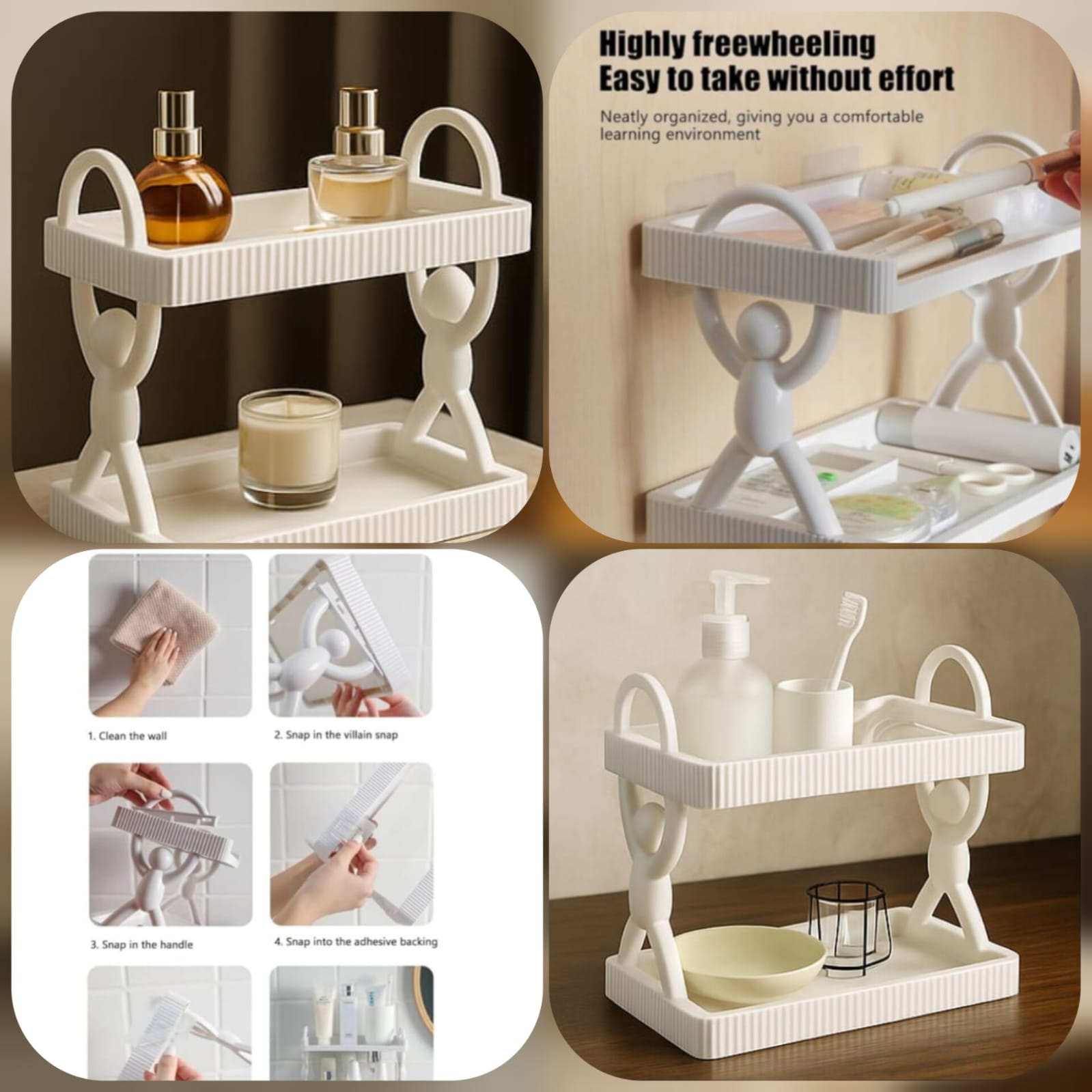 2L Self-adhesive Wall-Mounted Character Shelf