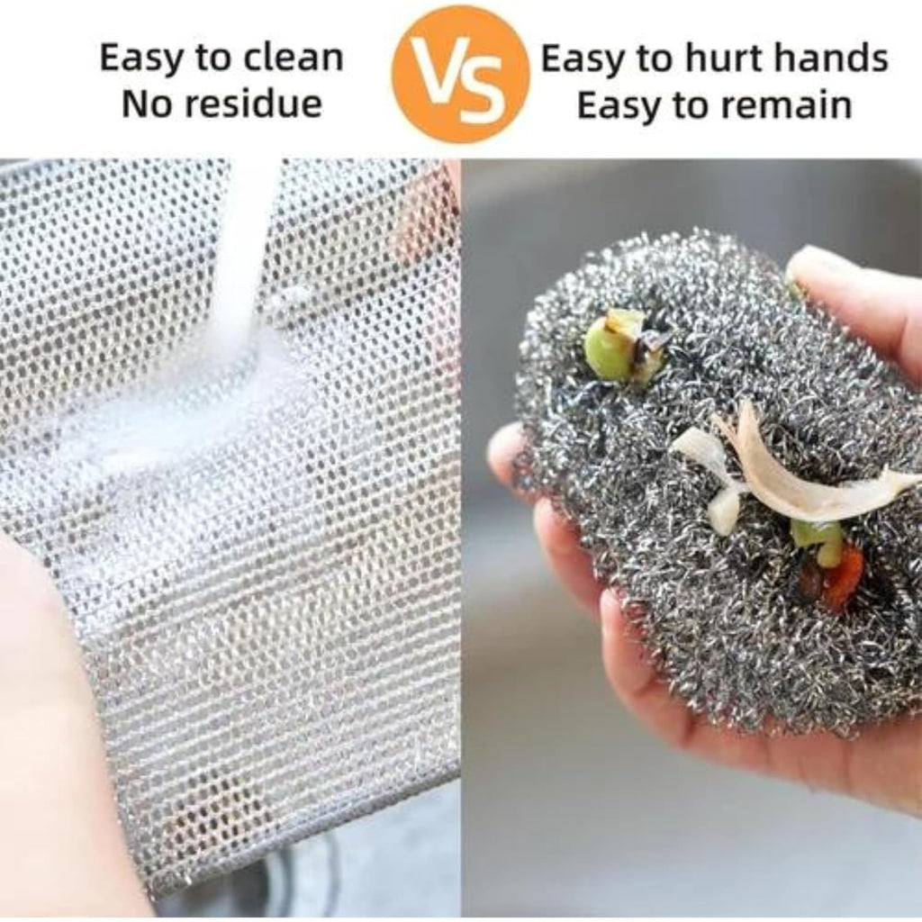 Pack of 10 Kitchen Steel Mesh Wire DisWasher Cleaning Cloth Piece