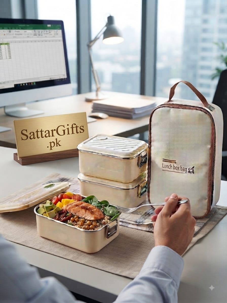 3in1 Portable Stainless Steel Lunch Box with Insulated Bag Rectangle