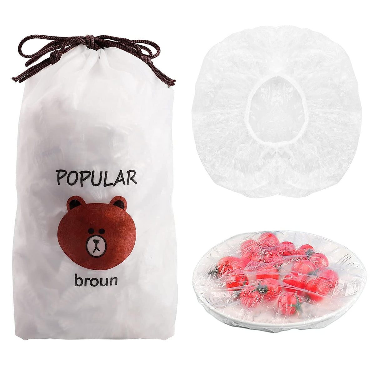 Plastic Food Cover Bags Bear Real Packing Pack of 100