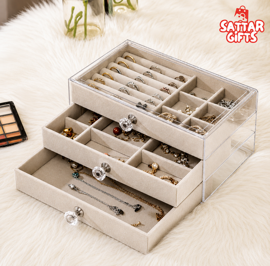 3 Drawer Jewellery Organizer with Acrylic Box