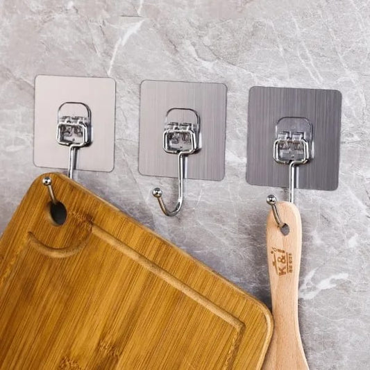 (Pack of 10) Self Adhesive Large Wall Hooks for Hanging Heavy Duty Wall Hooks PVC