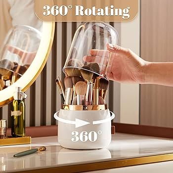 360° Rotating Makeup Brush Holder Portable Desktop Makeup Organizer