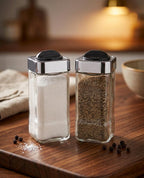 EliteChrome Glass Salt & Pepper Shaker Set