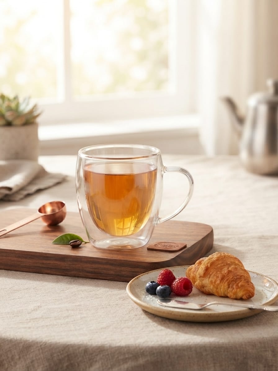 Double Wall Glass Cup — Elegant Look, Comfortable Grip and  Hot/Cold Drinks