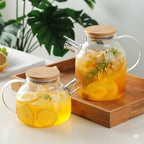Transparent Glass Teapot With Wooden Lid