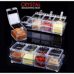 4pcs Crystal Seasoning Storage Container with Spoon and Clear Seasoning Rack