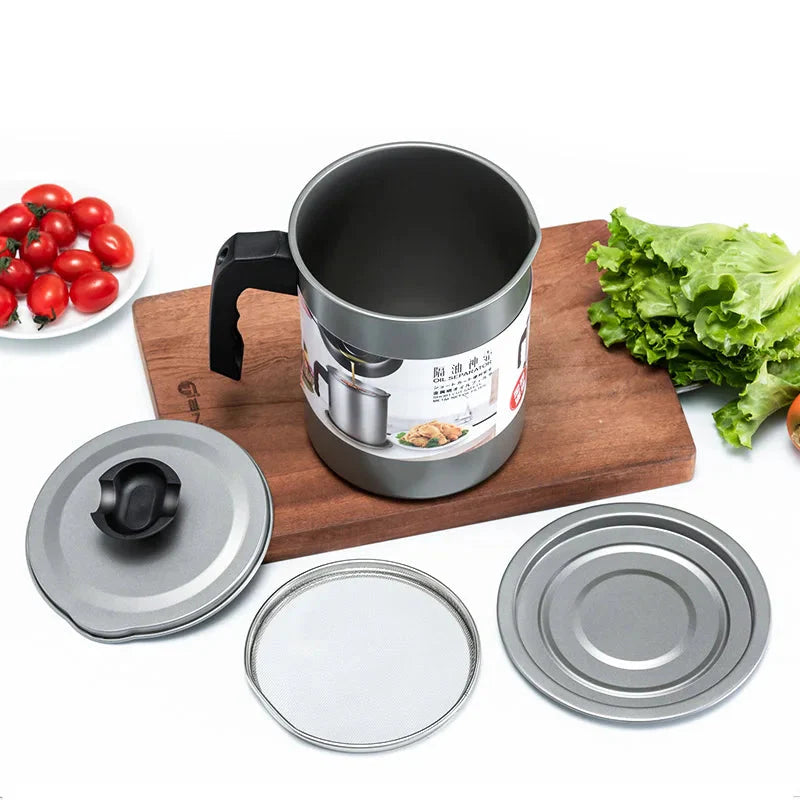 Kitchen Cooking Oil Separator Filter Pot Stainless Steel – 1.4L