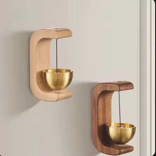 Japanese Aesthetic Wooden Door Bell – Soft Brass Chime