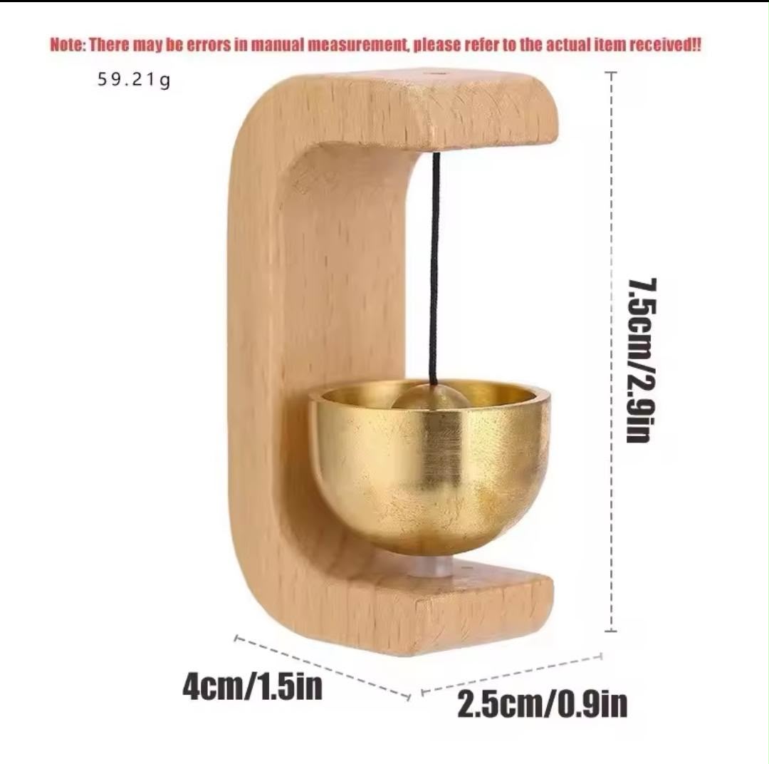 Japanese Aesthetic Wooden Door Bell – Soft Brass Chime