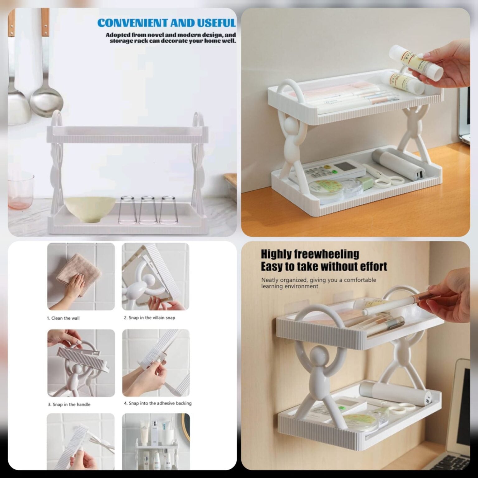 2L Self-adhesive Wall-Mounted Character Shelf