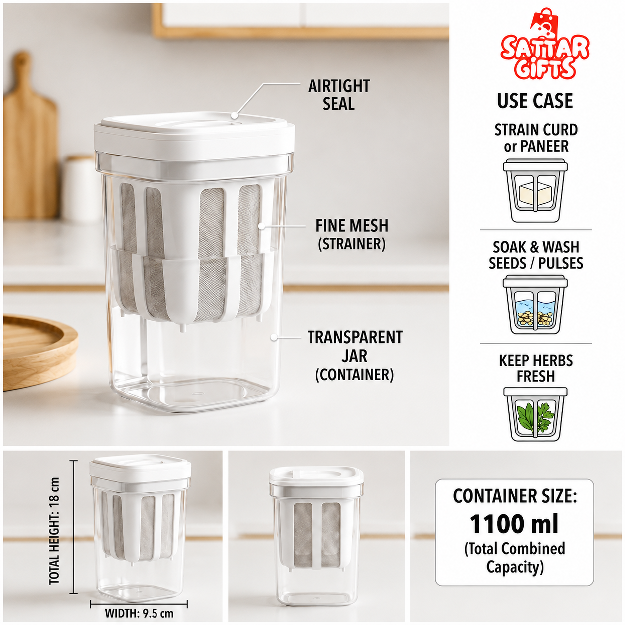 Greek Yogurt Maker & Filter - 1100ML