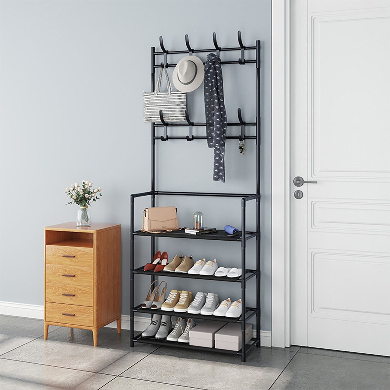 Multi-Function Shoes Rack With Hanger, Living Room Clothes Storage Rack