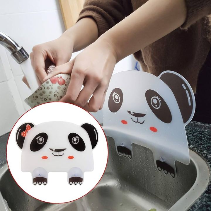 Kitchen Sink Guard, Cute Panda Anti Water Baffle Board with Attached Kitchen Sink Tool