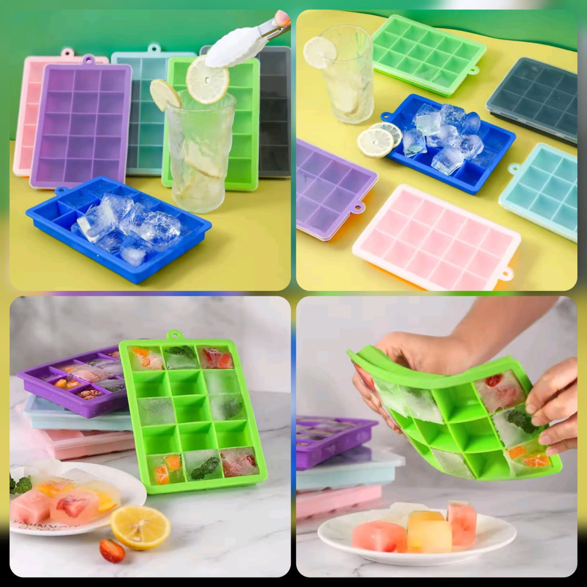 Silicone Ice Cube Tray With Cover Lid