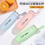 NICE 400ml Water Bottles Glass and Plastic Double Wall Vacuum Insulation Hot & Cold Thermos Flask Easy to Carry Travel Water Bottles