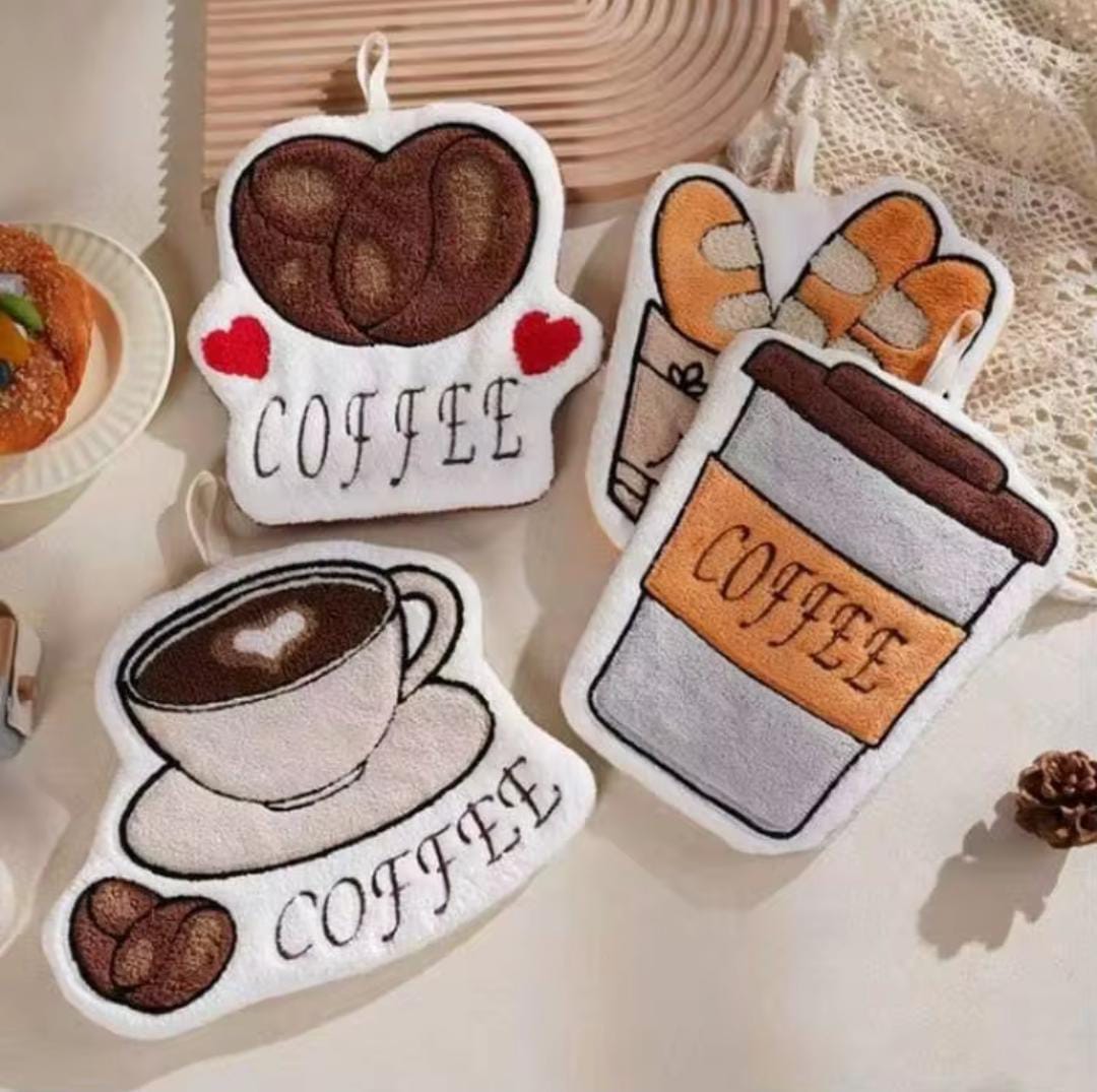 Cute Coffee Shape Microfiber Cleaning Towel