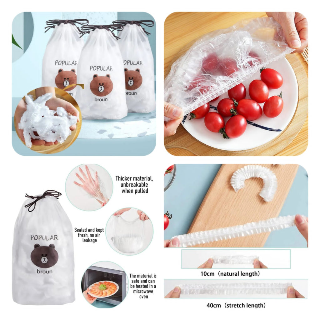 Plastic Food Cover Bags Bear Real Packing Pack of 100