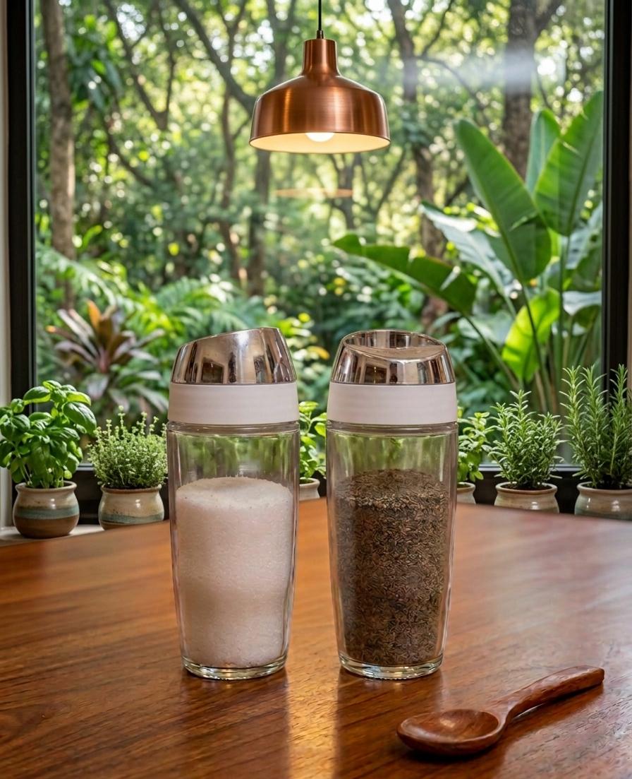 The Aura Glass Salt & Pepper Shaker Set