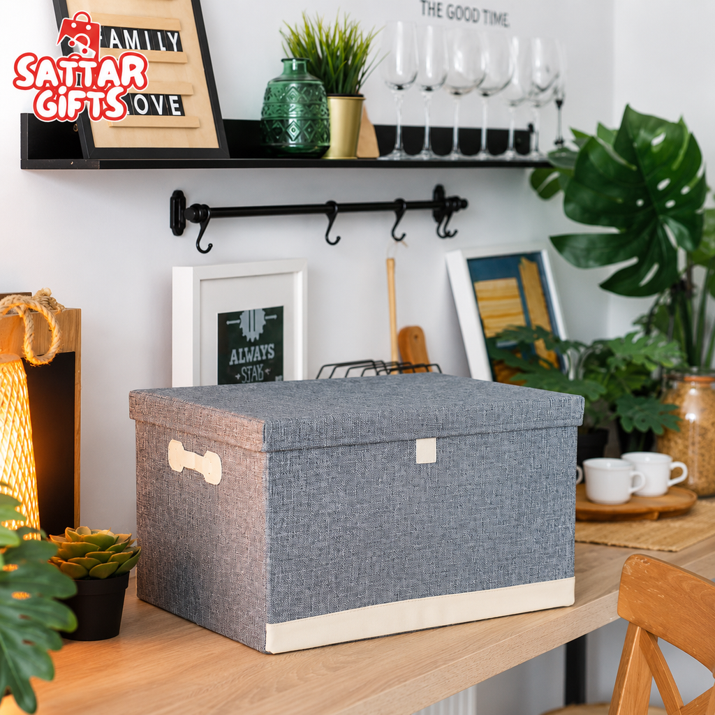 Luxury Foldable Fabric Storage Box with Lid