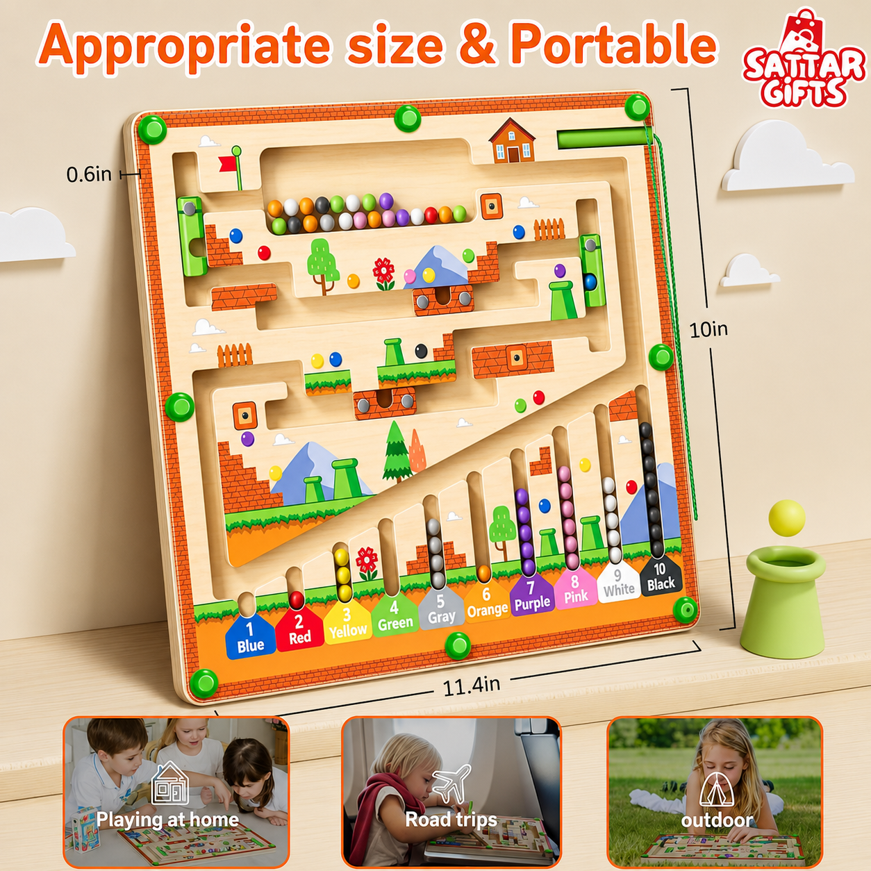 Wooden & Magnetic Color and Number Maze