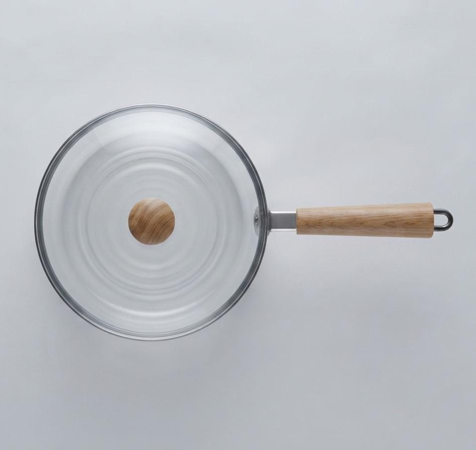 Premium Glass Saucepan with Wooden Handle & Lid