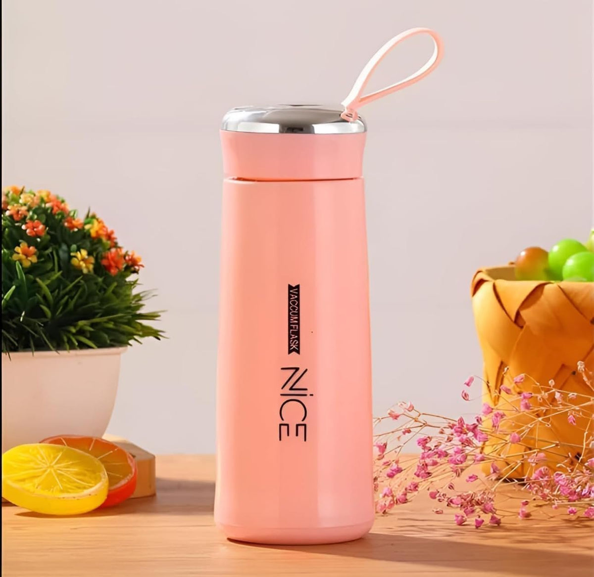 NICE 400ml Water Bottles Glass and Plastic Double Wall Vacuum Insulation Hot & Cold Thermos Flask Easy to Carry Travel Water Bottles