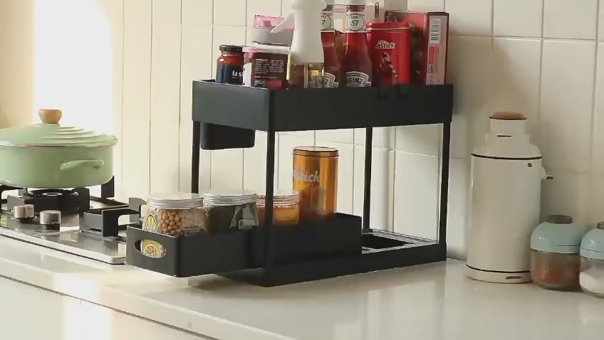 2 Layer Under the Sink Multi-purpose Moveable Storage Rack