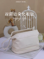 Double Layer Leather Cosmetic Pouch