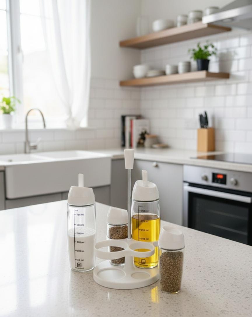 4pcs Oil and Vinegar Set with Stand