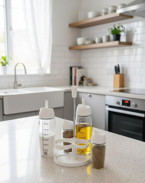4pcs Oil and Vinegar Set with Stand