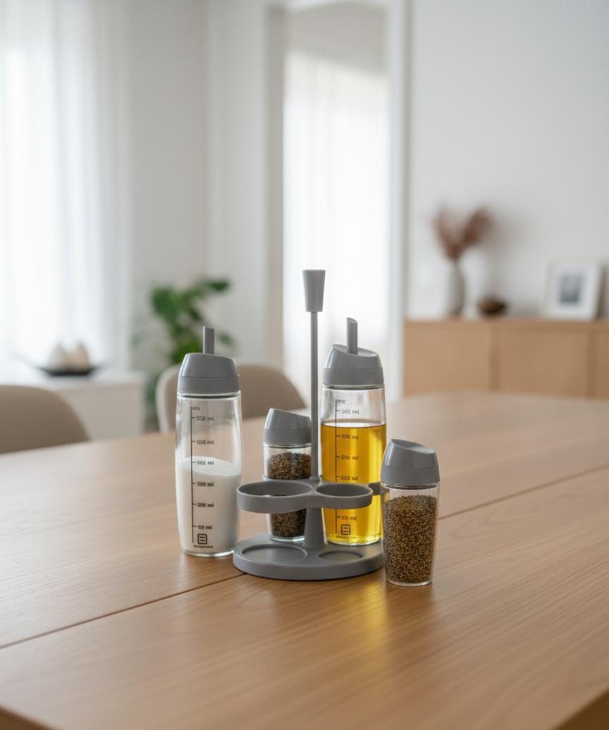 4pcs Oil and Vinegar Set with Stand