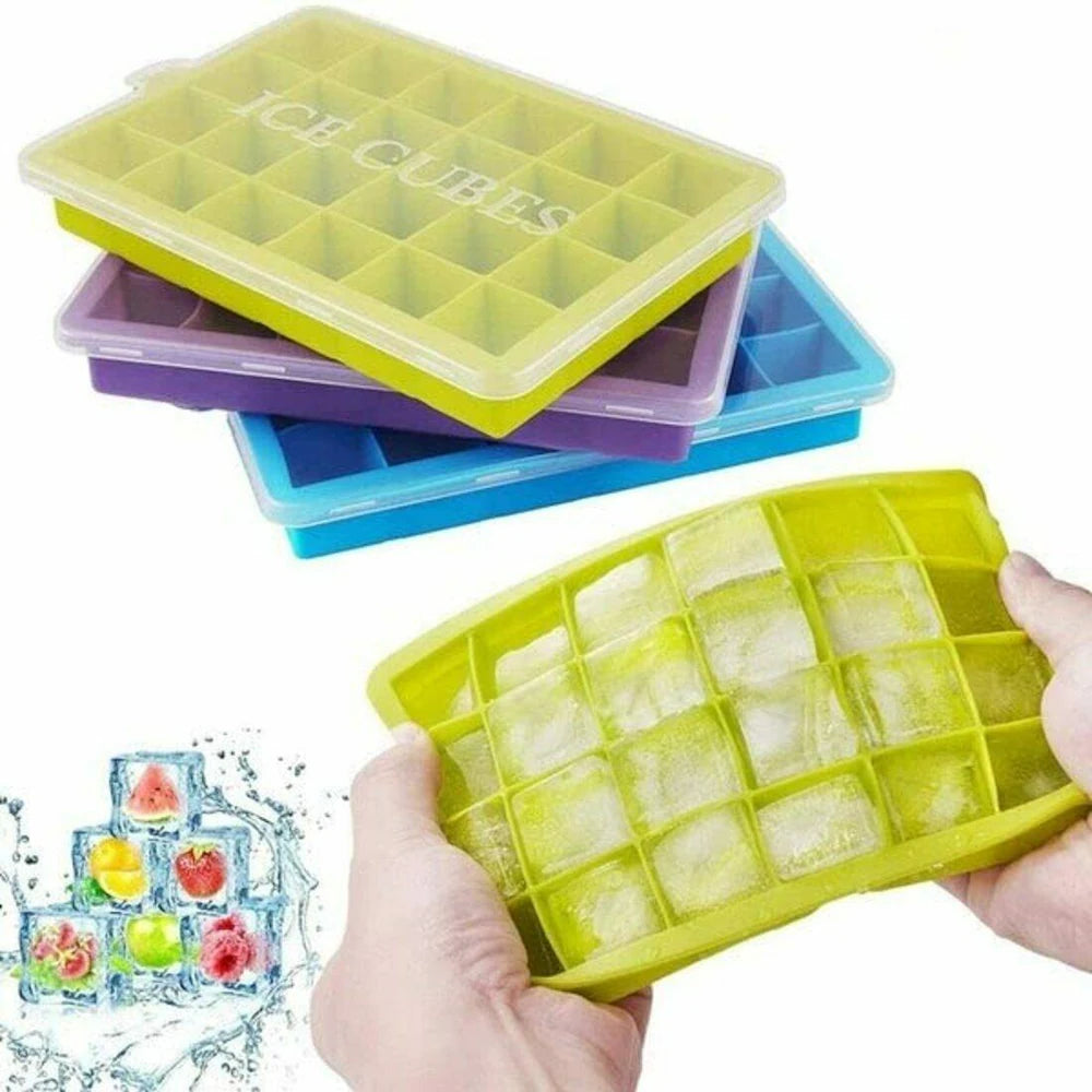 Silicone Ice Cube Tray With Cover Lid