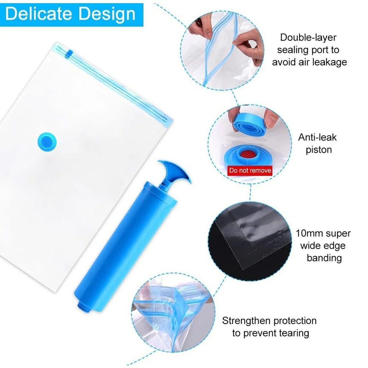 Vacuum Storage Bags  5 Bag And 1 Suction Pump